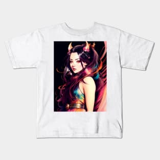 Demon Woman Abstract Colorful Kids T-Shirt